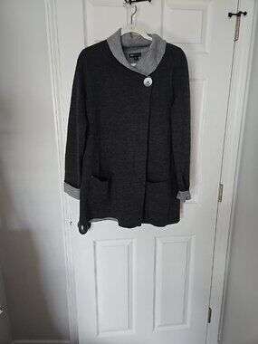 JNY Grey/Black Layered Cardigan Topper